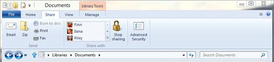 Windows 8 Share Tab