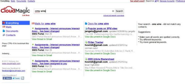 Cloud Magic Search Window