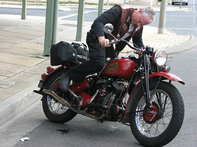 kick starting a motorcycle