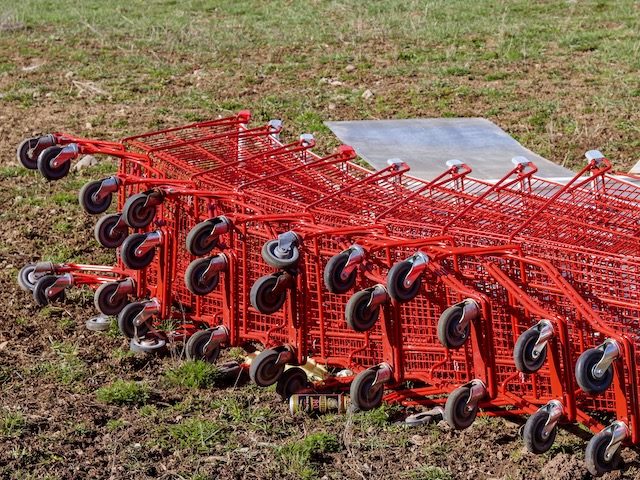 toppled over shopping carts