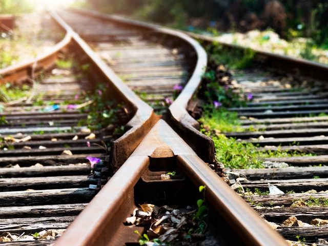 Crossroad intersection of railroad tracks.