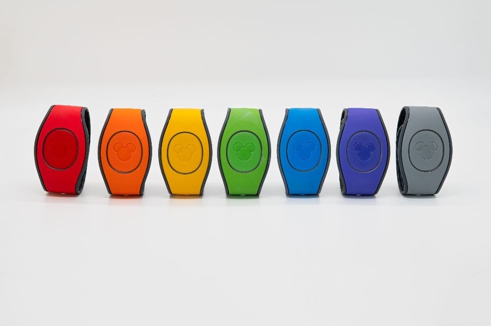 A row of Disney wristbands.