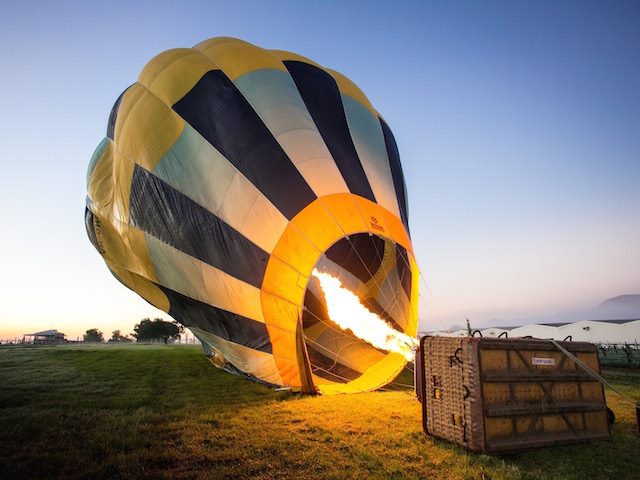 filling up a hot air balloon