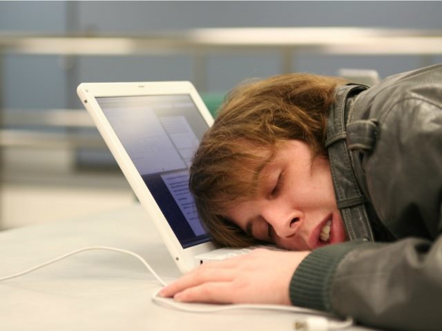 asleep on computer