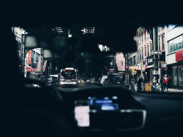 driving on a busy road