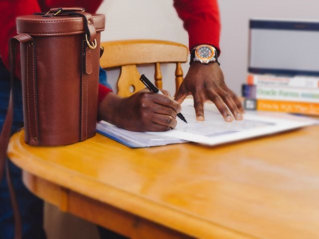 man writing