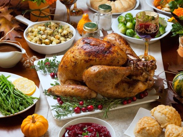 Thanksgiving dinner items.