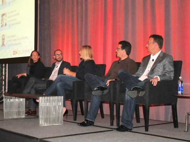 panel at the CMSWire DX Summit in Chicago including Lisa Beaudoin, James Goldman, Kim Clifford, David Aronson and Fred Faulkner