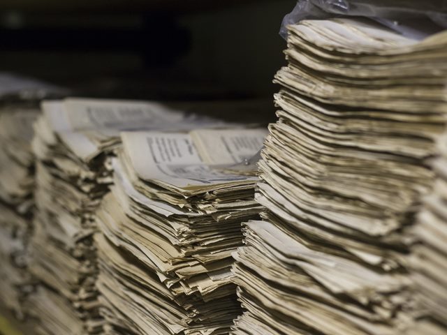 Archive with old newspapers of 1970.