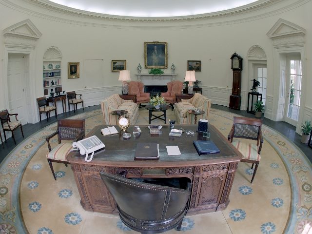 Shot of an empty White House oval office.