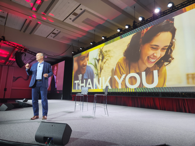 Avaya CEO on stage at Avaya ENGAGE