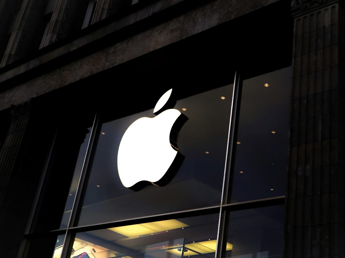 Apple logo on a company building.