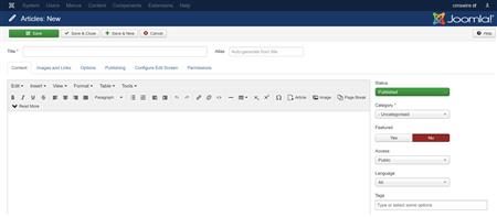 Creating articles in Joomla.com
