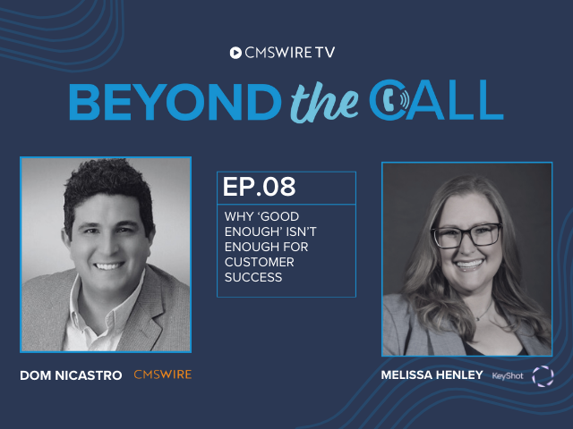 Dark blue thumbnail image with two headshots, one of the host Dom Nicastro and the other of the guest of the Beyond The Call show, Melissa Henley