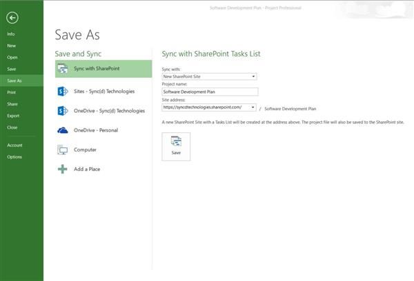 syncing a project with Sharepoint