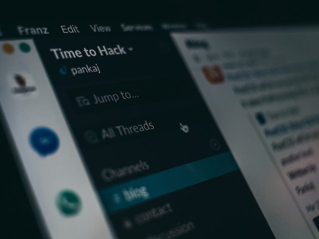 screen grab of a work chat tool similar to Slack