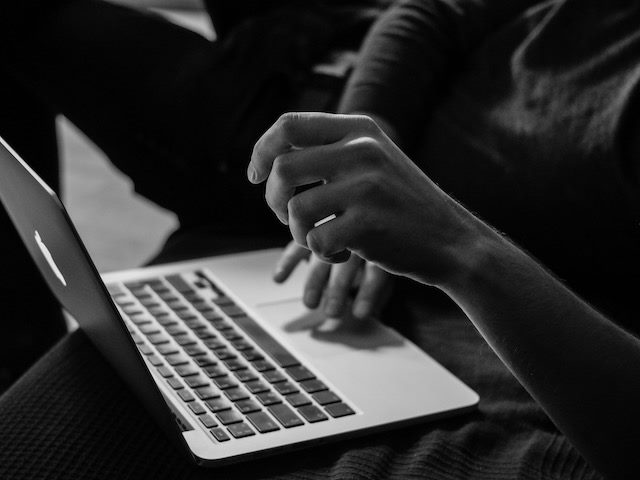 person working on a laptop