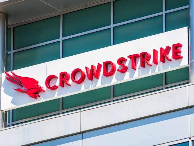 CrowdStrike sign on the front of a building