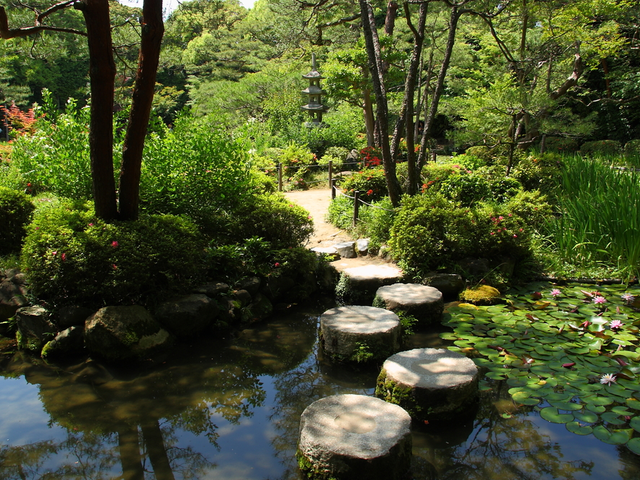 Japanese stepping stones in the famous Heian Shrine in Kyoto - Digital Transformation Steps