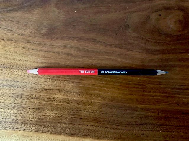 editor pencil with one red side and one blue