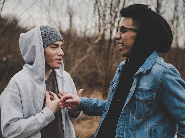 two friends talking