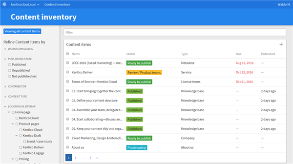 Kentico Draft — The Content Inventory Experience