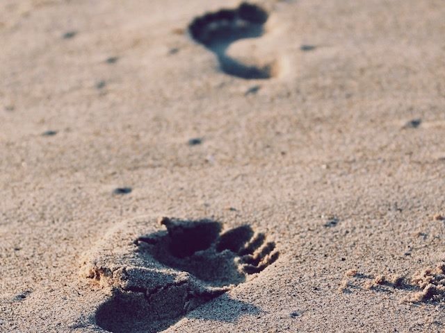 footsteps walking on sand