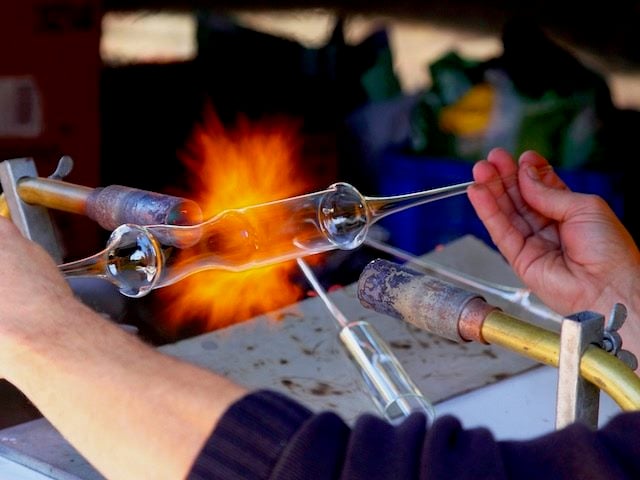 glass blower at work