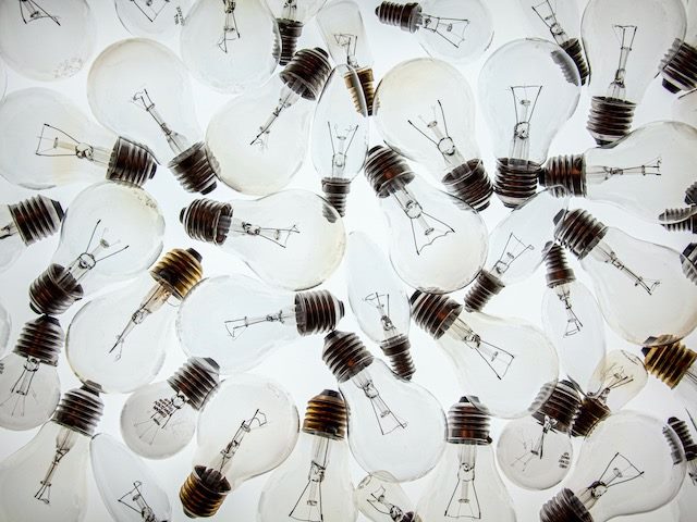 close up  shot of  a collection of lightbulbs