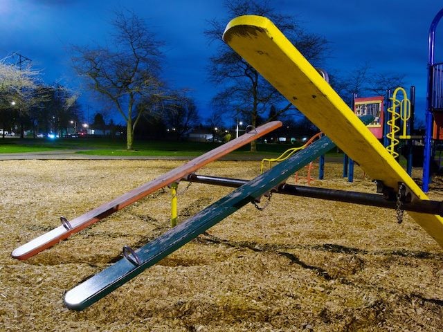 seesaws at night