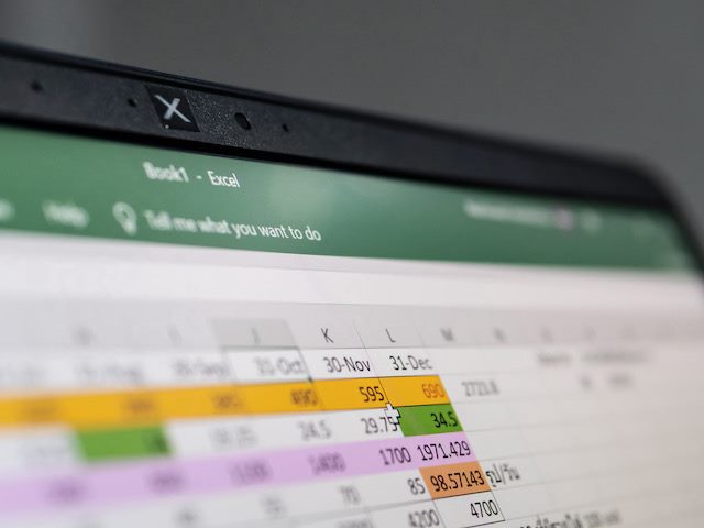 close-up of an excel spreadsheet