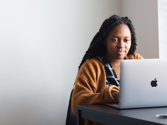 woman working from home