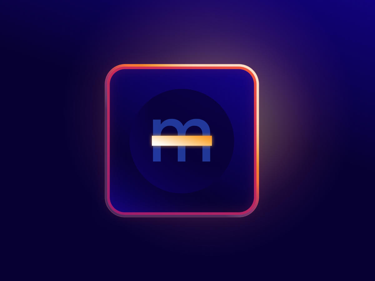 EmDash logo featuring a stylized lowercase “m” with a horizontal glowing bar across the center, set inside a rounded square on a dark gradient background.