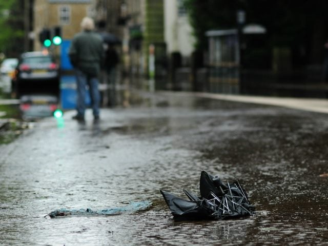 broken, discarded umbrella