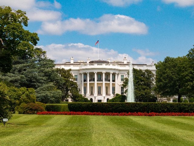 The White House, Washington D.C., shot from the front lawn. 