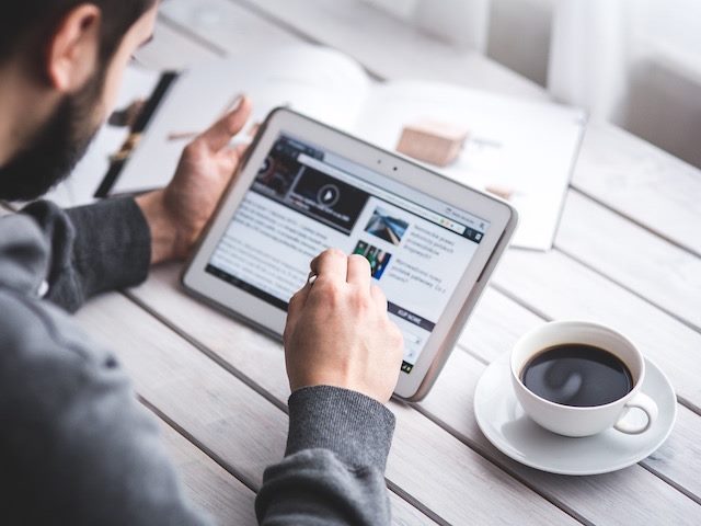 reading on a tablet