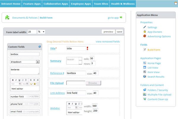 Intranet Connections App Builder