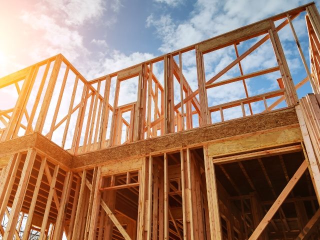 wooden frame of a house under construction