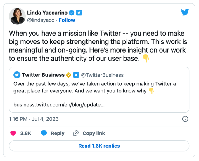 Twitter CEO tweets about need for tweet rate limits.