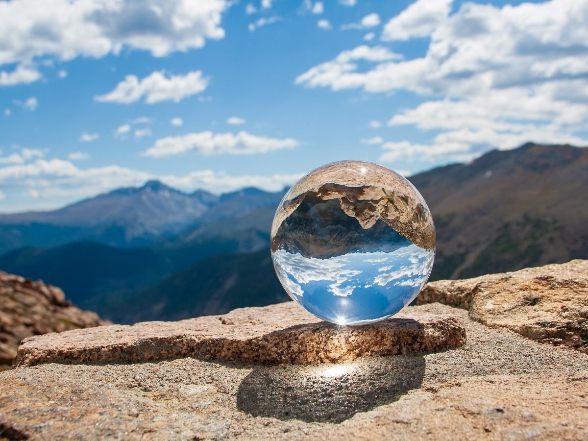 Glass ball in Rocky Mountains.