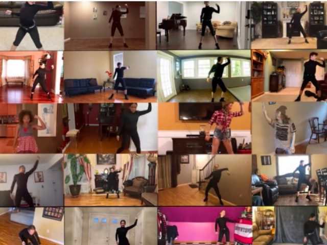 Dancers from Over the Rainbow: Rock Ballet perform a routine via Zoom call.