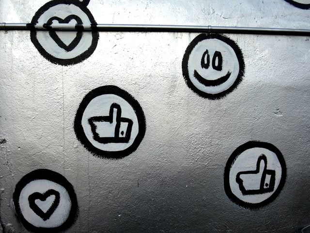 Like social media buttons against a silver background