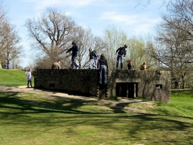 kids "assault" WWII pillbox