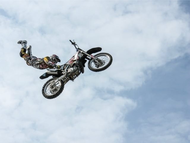 flying motorcycle and motorcyclist