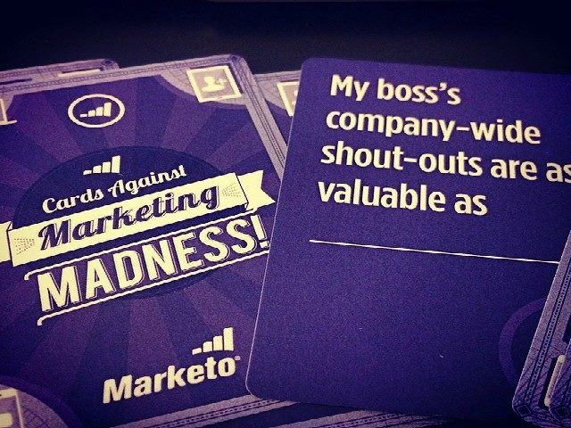 Marketo's cards against marketing madness card deck.