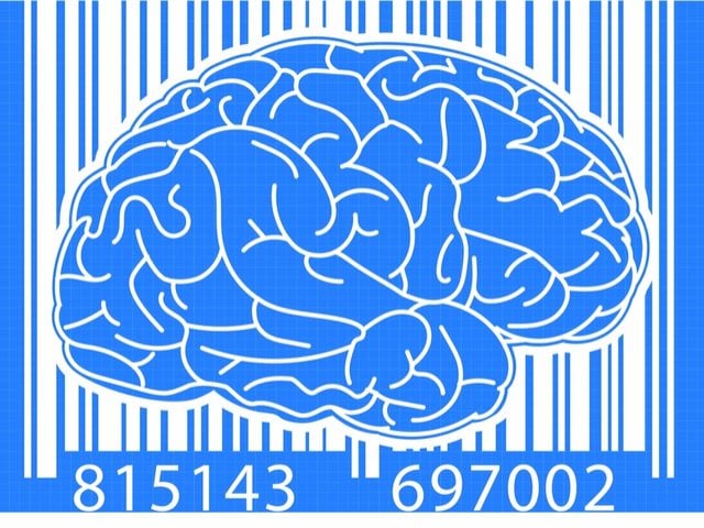 A brain on a SKU background