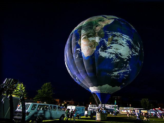 air balloon with planet earth paint