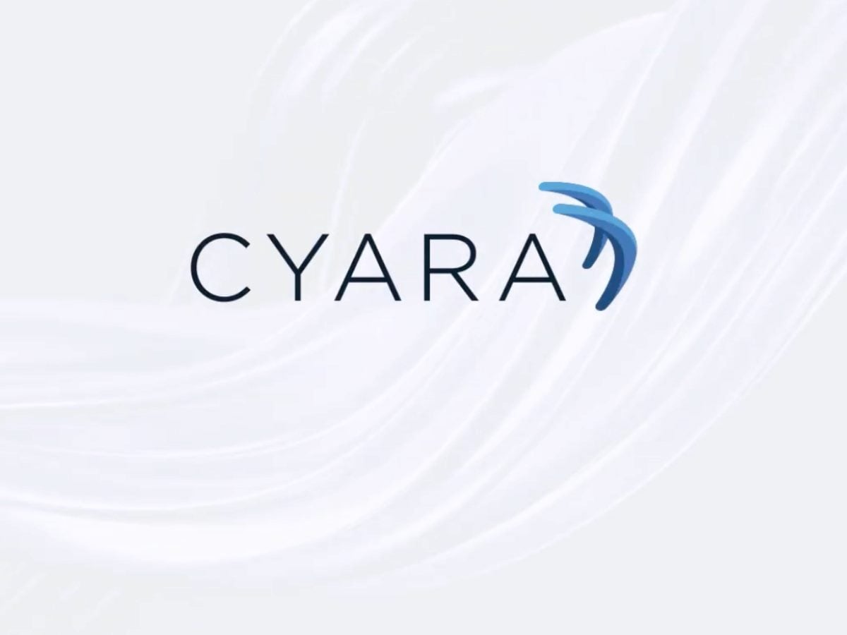 Logo of Cyara displayed on a light abstract background, representing the company behind new agentic AI testing and governance tools for contact centers.