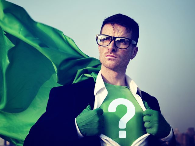 Superhero with question mark on his chest. His superpower, the ability to answer your question - Fog vs Edge Computing