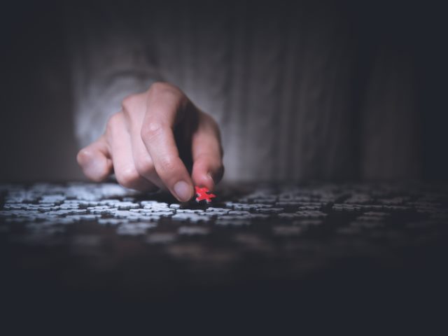 doing a jigsaw puzzle